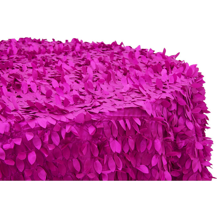 Leaf Petal Taffeta Round 120" Tablecloth - Fuchsia - CV Linens