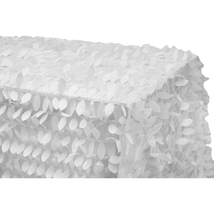Leaf Petal Taffeta Tablecloth 90"x156" Rectangular - White - CV Linens