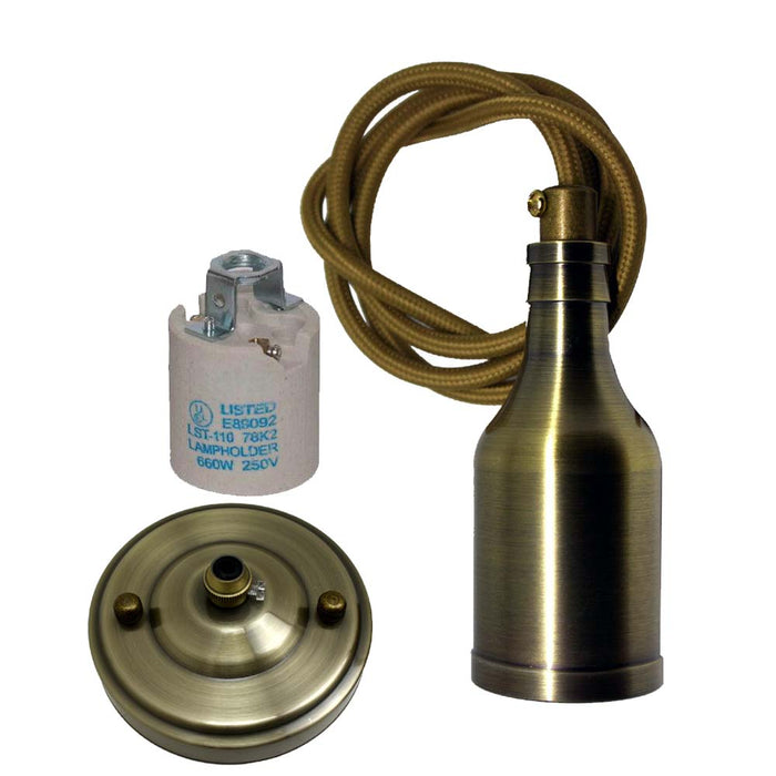E27 Green Brass Threaded Lamp Holder Vintage~3141 - LEDSone UK Ltd
