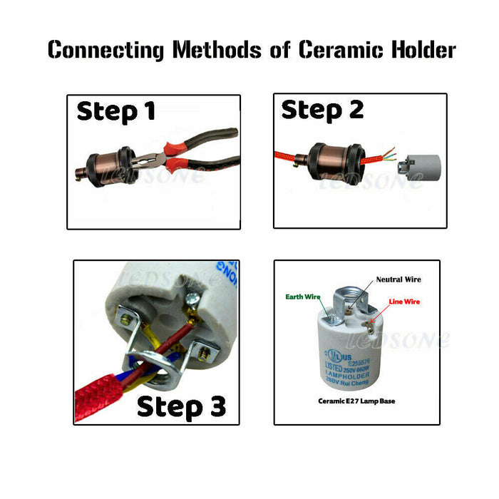 LEDSone industrial vintage Satin Nickel Modern Retro Edison Industrial Lamp Light Bulb Holder~2686 - LEDSone UK Ltd