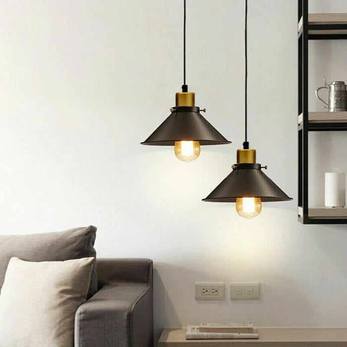 LEDSone Vintage Rustic Red cone Metal Pendant Light shade with Uk E27 holder~2820
