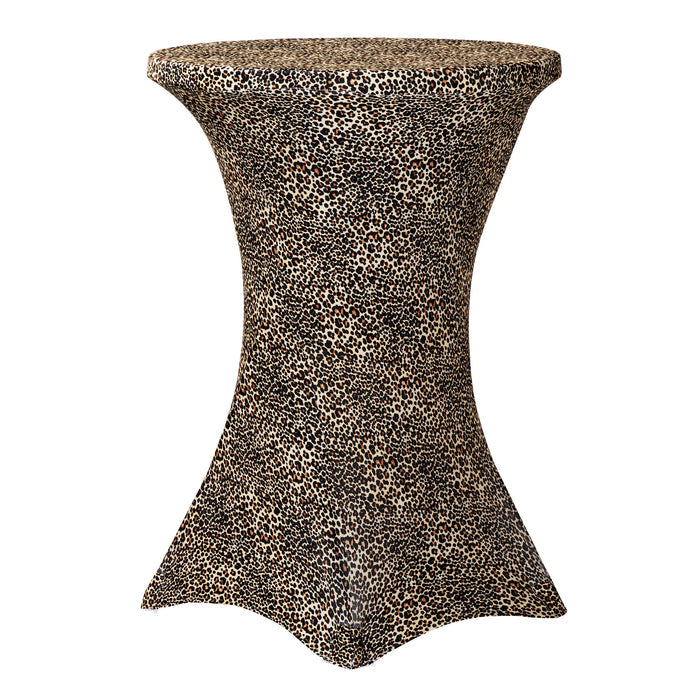 Leopard Spandex Cocktail Table Cover 30" Round - CV Linens