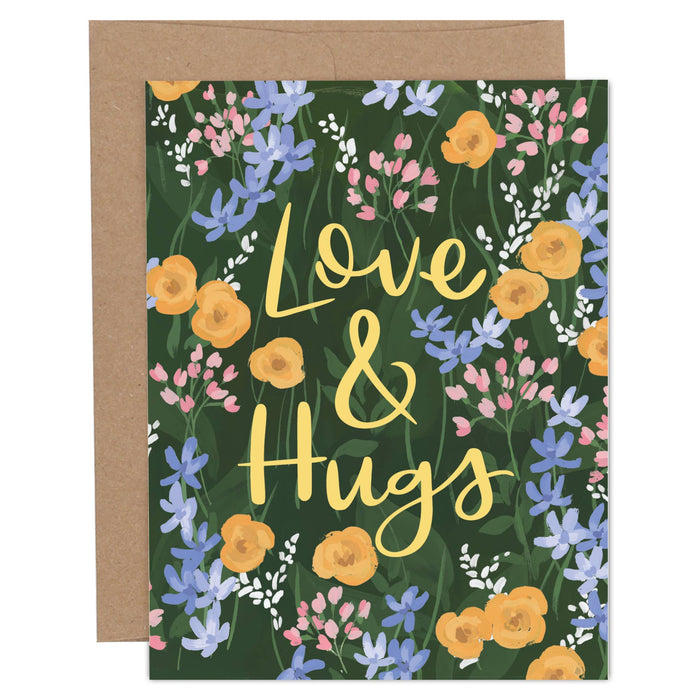 Love & Hugs Floral Greeting Card