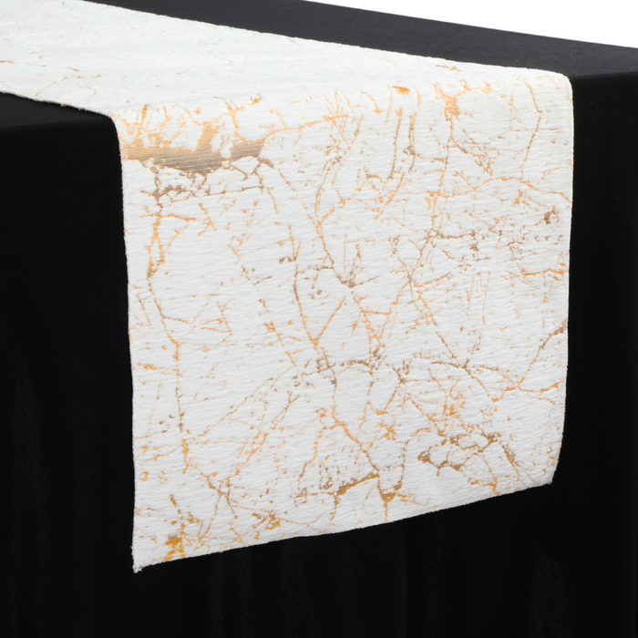 Marble Reversible Jacquard Table Runner - Gold