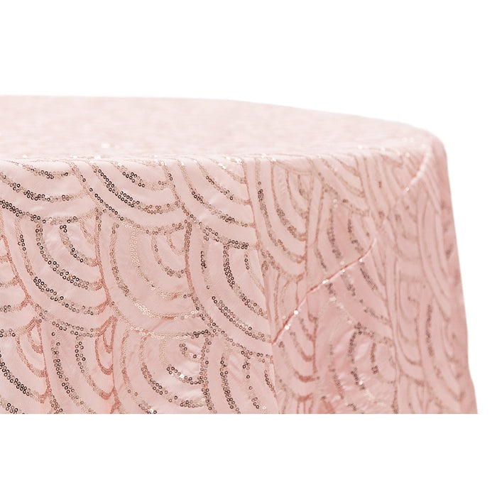 Mermaid Scale Sequin 120" Round Tablecloth - Blush/Rose Gold - CV Linens
