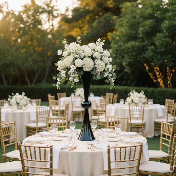 Black Metallic Reversible Riser Flower Centerpiece Vase Outdoor Wedding