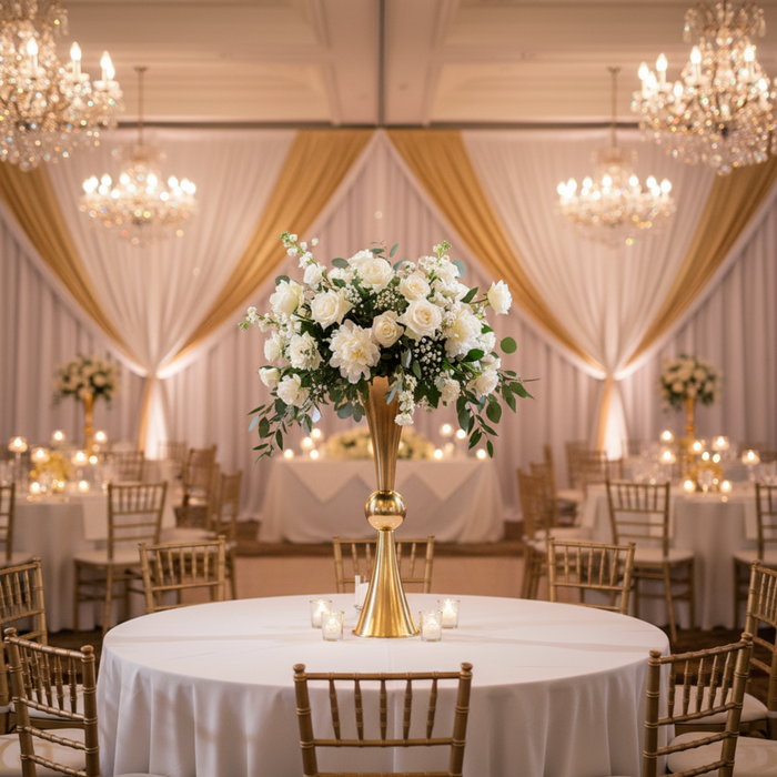 Gold Metallic Reversible Riser Flower Centerpiece Vase Indoor Wedding