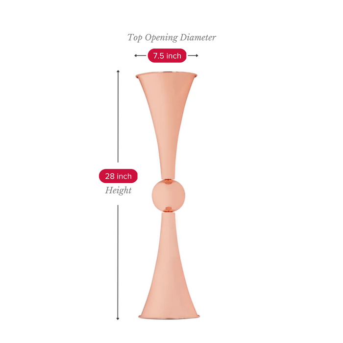 Metallic Reversible Floral Trumpet Vase - Rose Gold