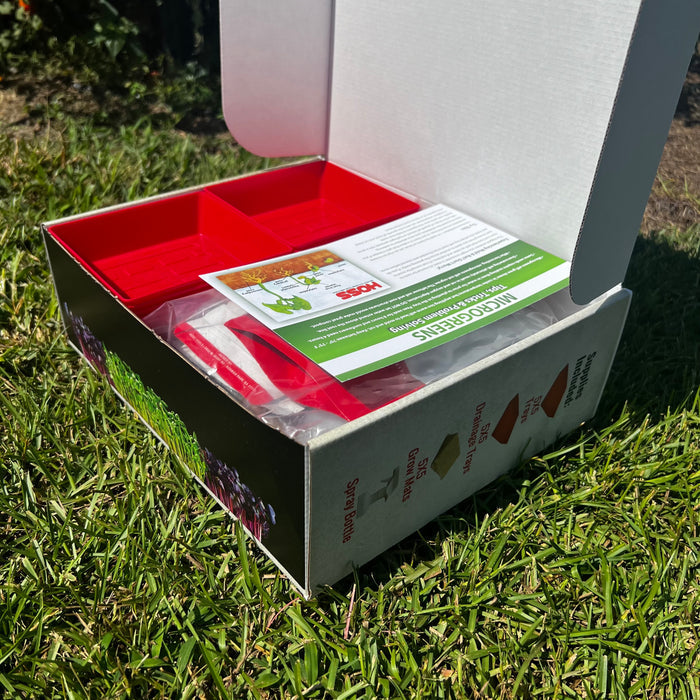 Hoss Microgreen Starter Kit Box opened up.