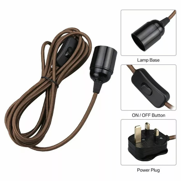 Multi Colours 2m Plug In Pendant Set Flex Cable With Holder ~3370