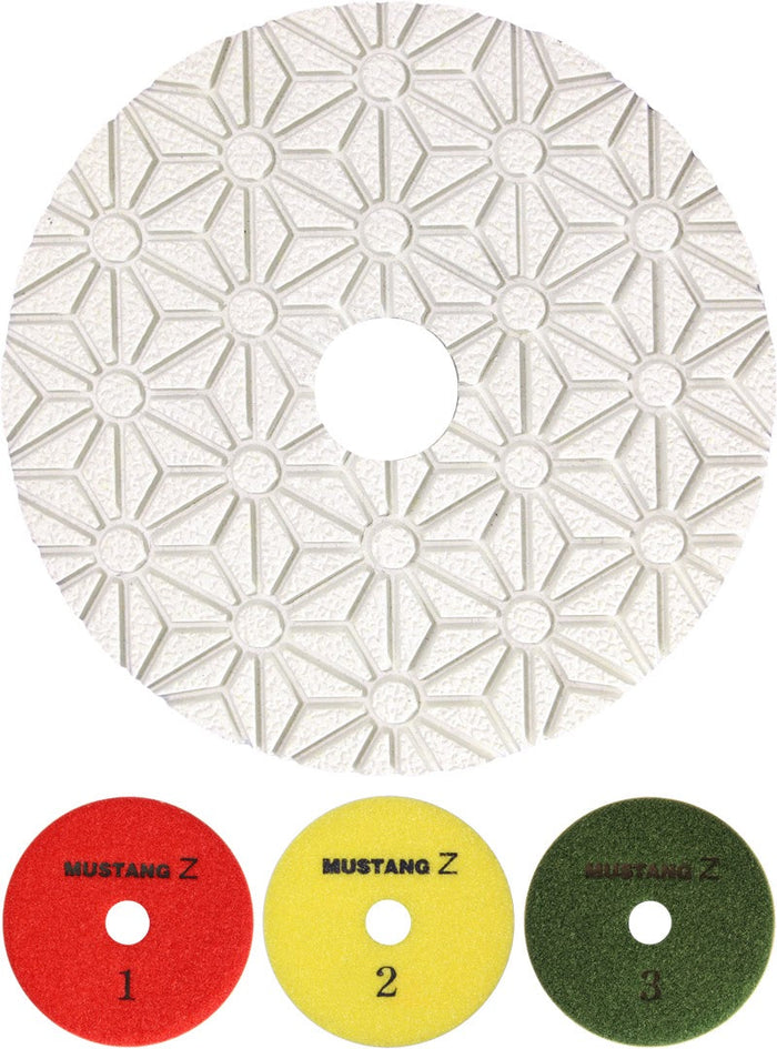 Ocean Diamond Mustang-Z 3-Step 4 Inch Polishing Pads for Stone