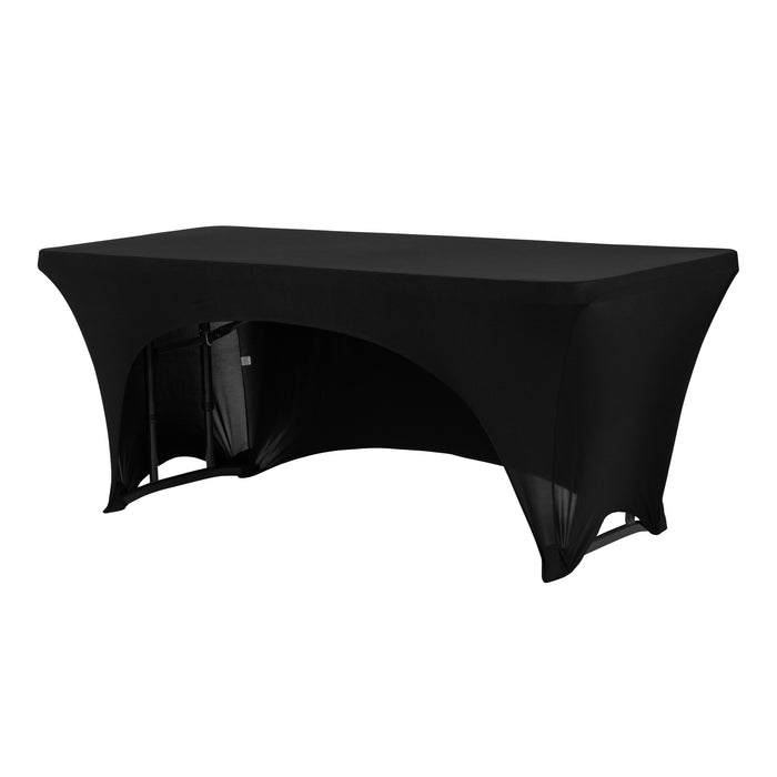 Open Back Stretch Spandex Table Cover 6 FT Rectangular - Black - CV Linens