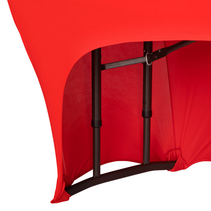 Open Back Stretch Spandex Table Cover 6 FT Rectangular - Red - CV Linens
