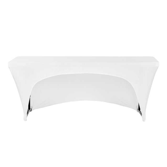 Open Back Stretch Spandex Table Cover 6 FT Rectangular - White - CV Linens