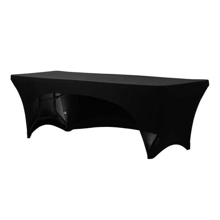 Open Back Stretch Spandex Table Cover 8 FT Rectangular - Black - CV Linens