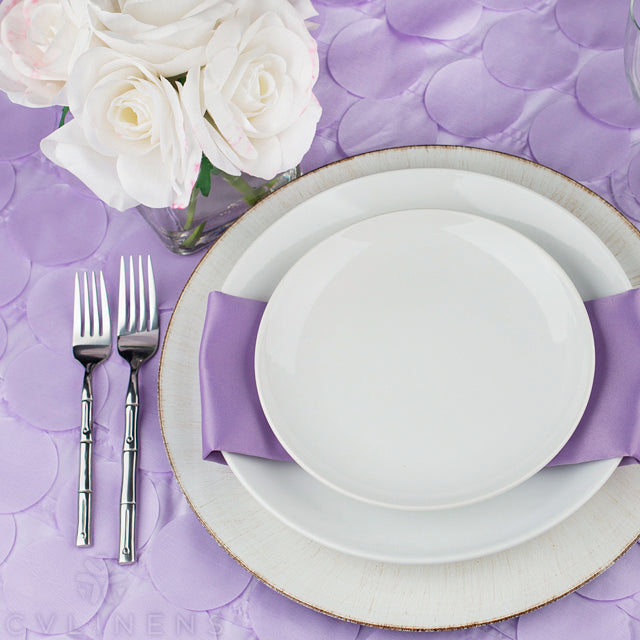 Petal Circle Taffeta Round 120" Tablecloth - Lavender - CV Linens