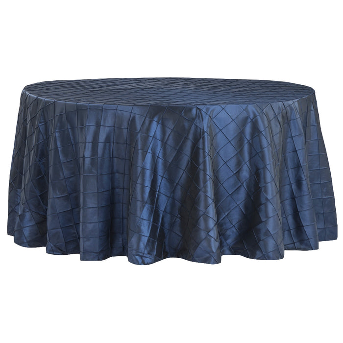 Pintuck 120" Round Tablecloth - Navy Blue - CV Linens