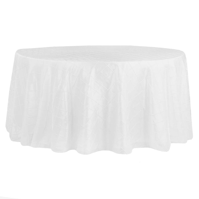 Pintuck 120" Round Tablecloth - White - CV Linens