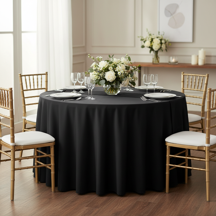 Polyester 21ft Table Skirt - Black.
