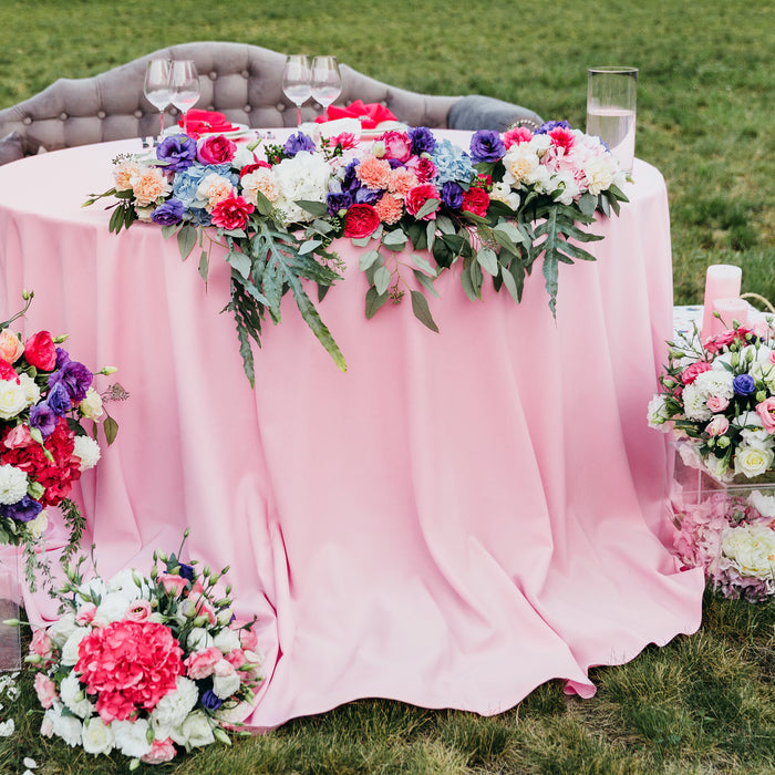 Polyester 108" Round Tablecloth - Pink - CV Linens