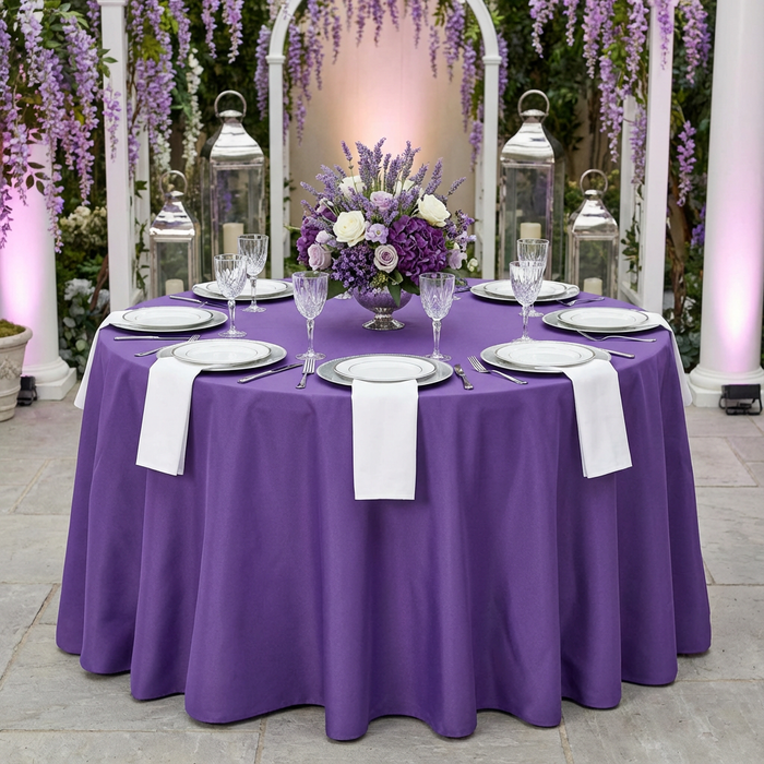 Premium Polyester 108" Round Tablecloth - Purple - CV Linens