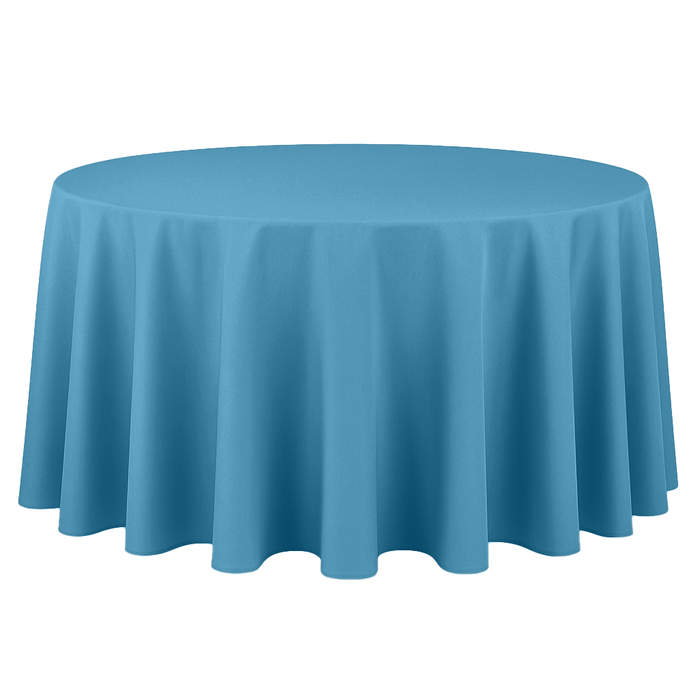 Premium Polyester 108" Round Tablecloth Steele Blue full view