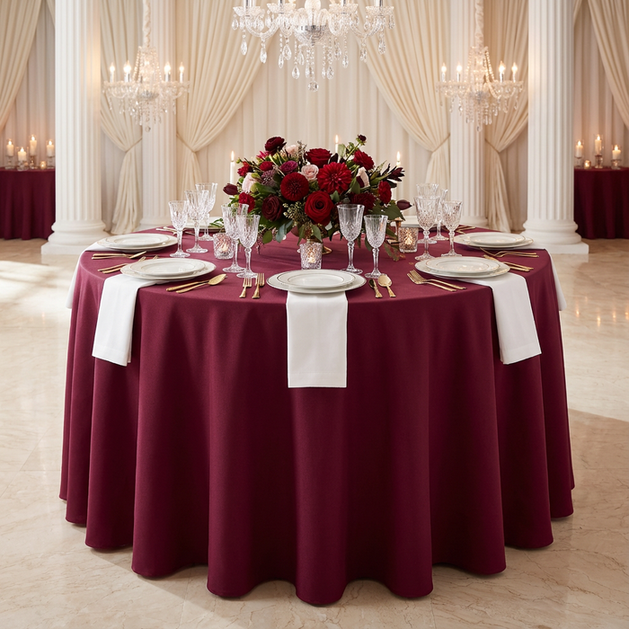 Cabernet Premium Polyester 120" Round Tablecloth | Wedding | Event | Wholesale by CV Linens