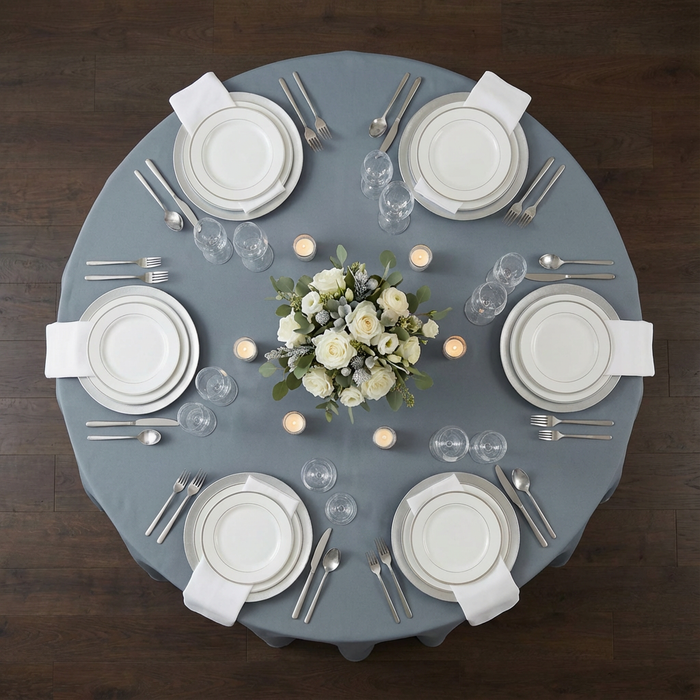 Dark Gray/Pewter Premium Polyester Round Tablecloth Size: 120 in | Wedding | Event | Wholesale by CV Linens
