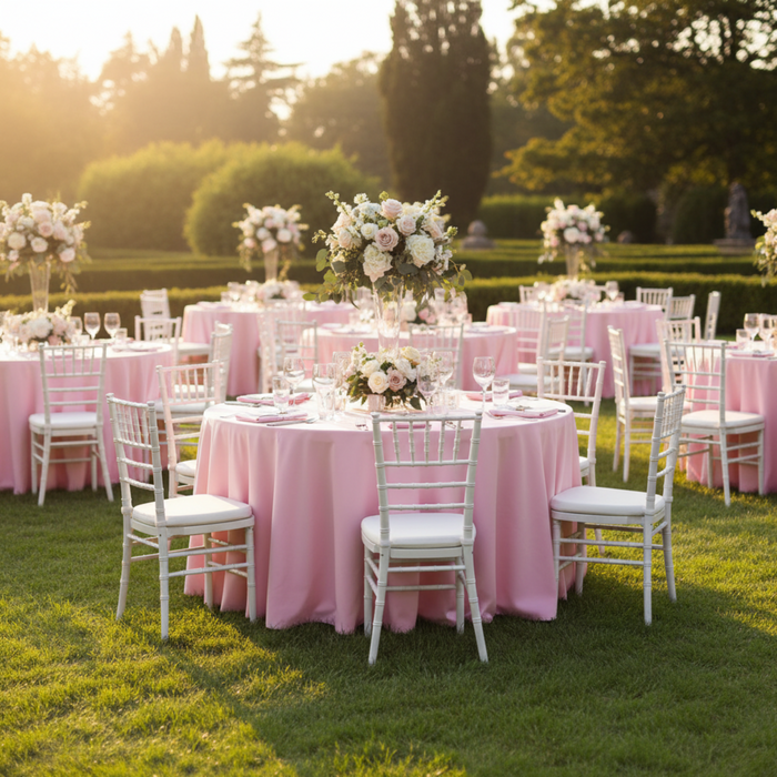 Outdoor Wedding Reception - 120 Round Premium Polyester Tablecloth