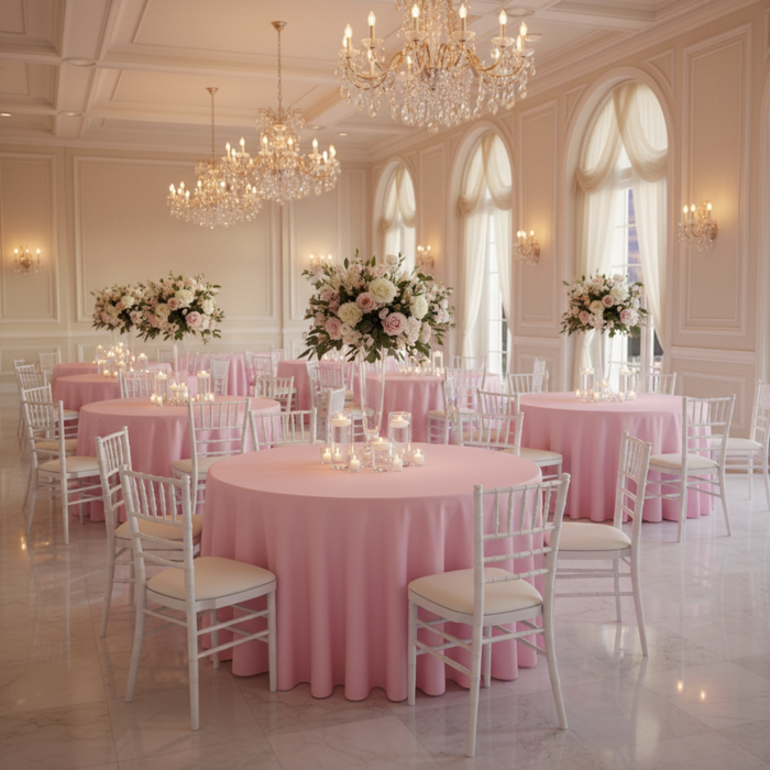 Indoor Wedding Reception - 120 Round Premium Polyester Tablecloth