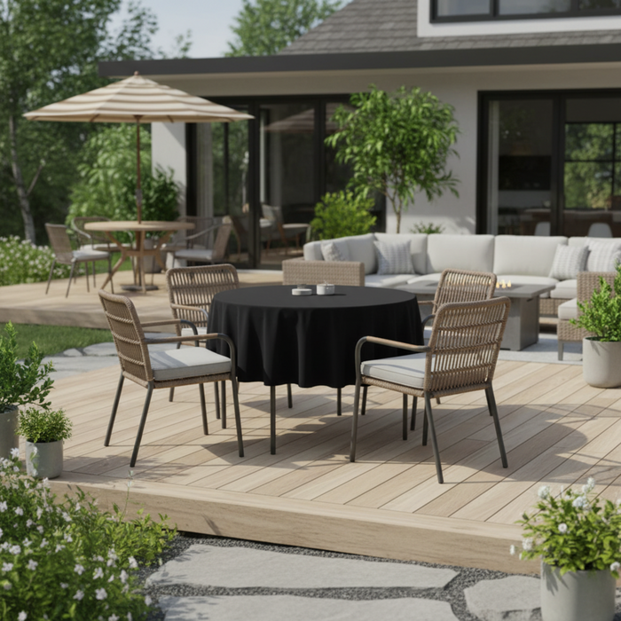 Black 90 Round Premium polyester Tablecloth Outdoor