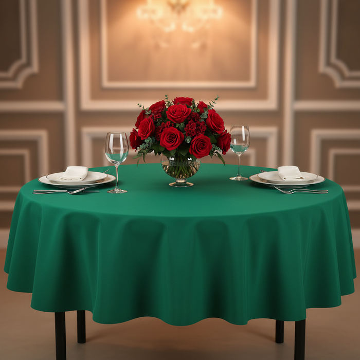 Premium Polyester 90" Round Tablecloth - Emerald Green
