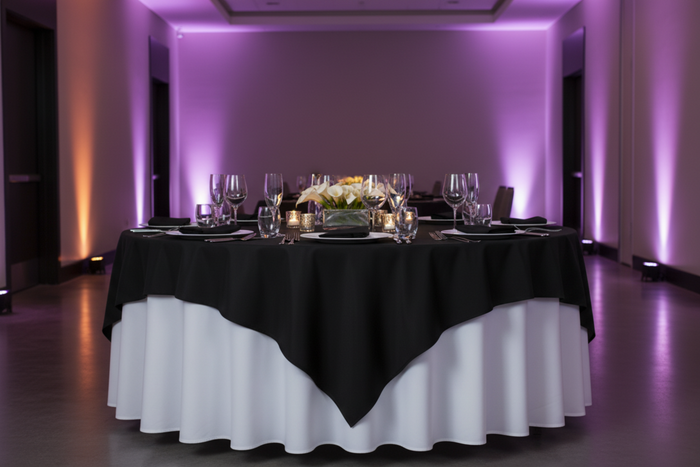 detail of Premium Polyester Square 72" Overlay/Tablecloth - Black