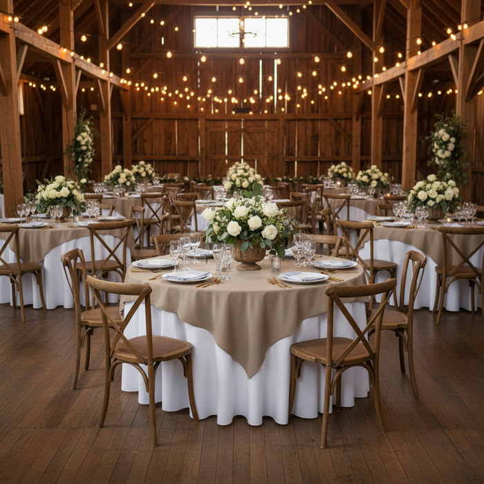 Premium Polyester Square 72" Overlay/Tablecloth - Taupe