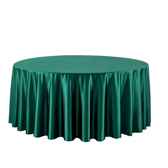 Premium Satin (Wrinkle-Resistant) 132" Round Tablecloth - Emerald Green