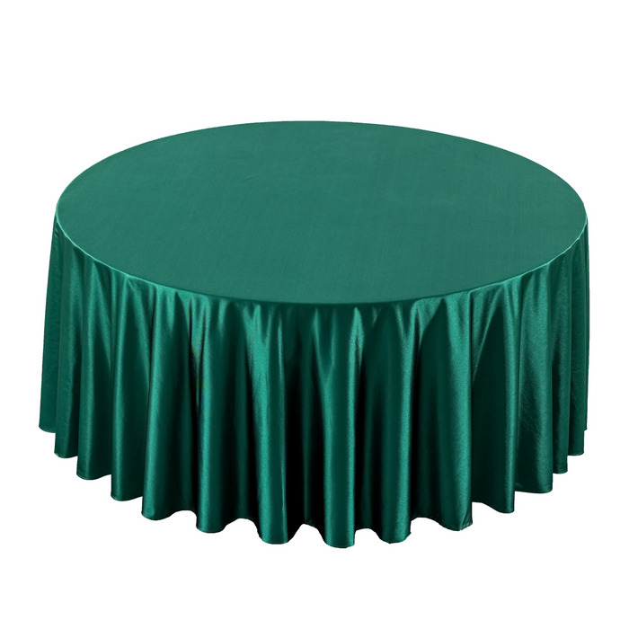 Premium Satin (Wrinkle-Resistant) 132" Round Tablecloth - Emerald Green