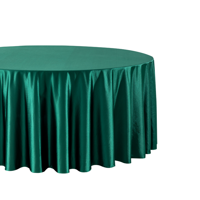 Premium Satin (Wrinkle-Resistant) 132" Round Tablecloth - Emerald Green
