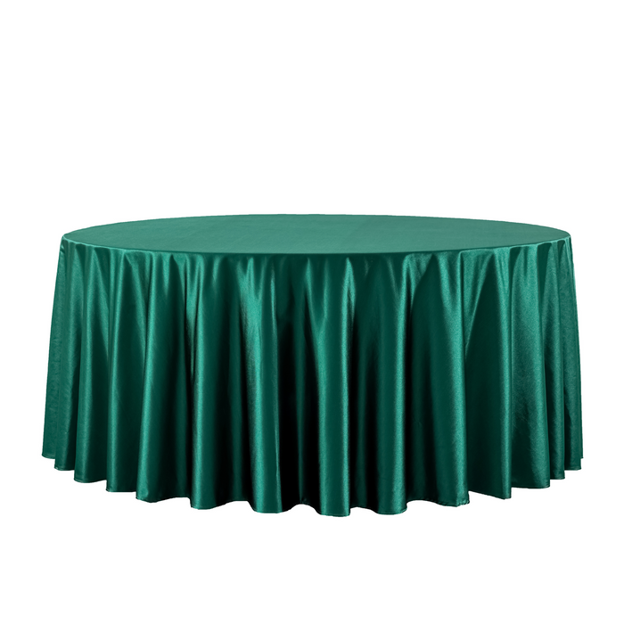 Premium Satin (Wrinkle-Resistant) 132" Round Tablecloth - Emerald Green