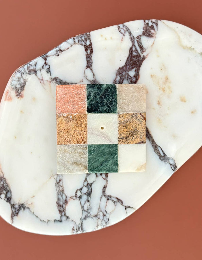 Rainbow Check Marble Incense Holder