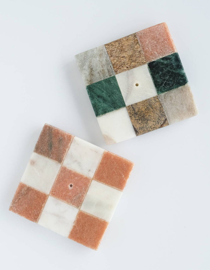 Rainbow Check Marble Incense Holder