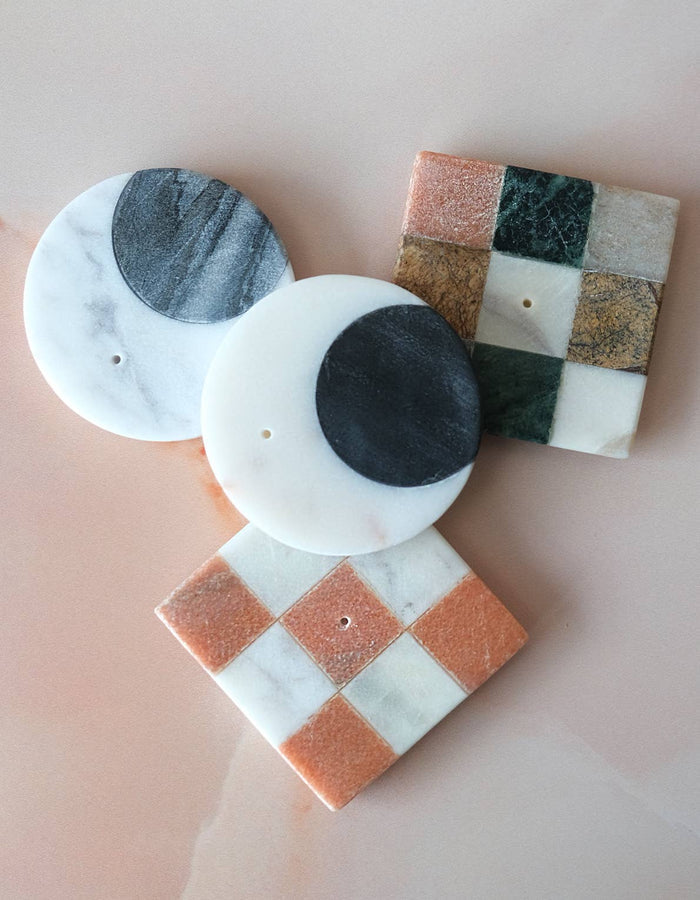 Rainbow Check Marble Incense Holder