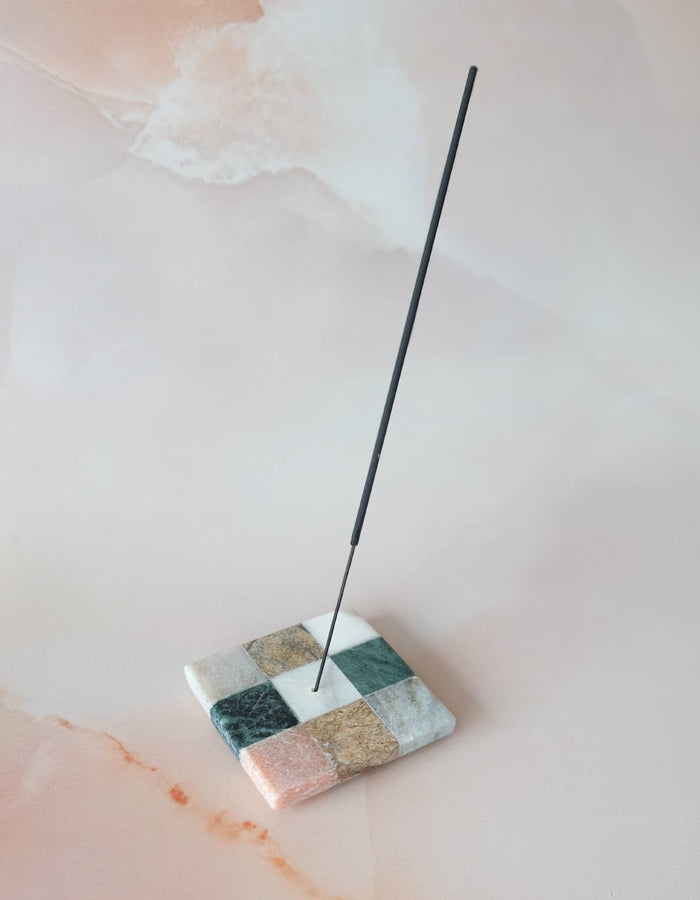 Rainbow Check Marble Incense Holder