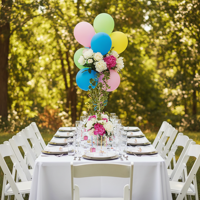 Rectangular Premium Polyester Tablecloth 60"x126" - White in Outdoor Reception.