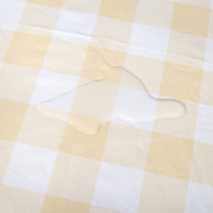 Rectangular tablecloth 60x120 waterproof vinyl flannel backing checkered design champagne close up