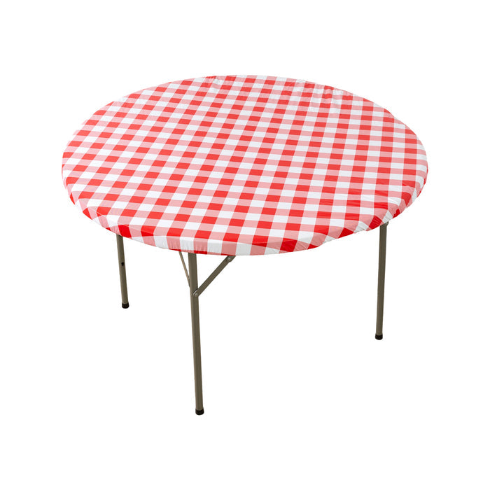48 round elastic tabletop cover waterproof red top view