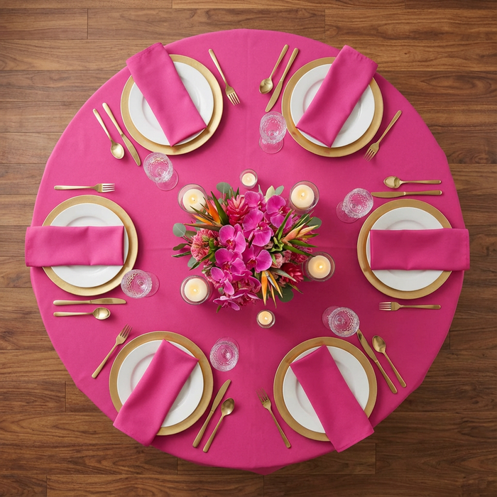 Fuchsia Premium Polyester 132" Round Tablecloth | Wedding | Event | Wholesale by CV Linens