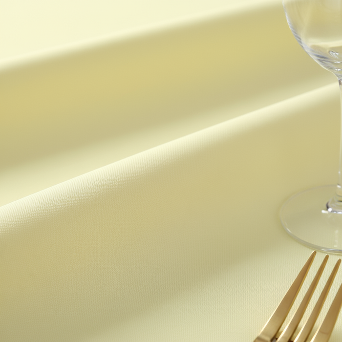 Pastel Yellow Round Premium Polyester Tablecloth Size: 132 in | Wedding | Event | Wholesale by CV Linens