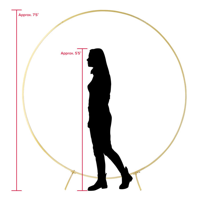 Round Wedding Arch Backdrop Frame Stand 7.5 ft - Gold - CV Linens