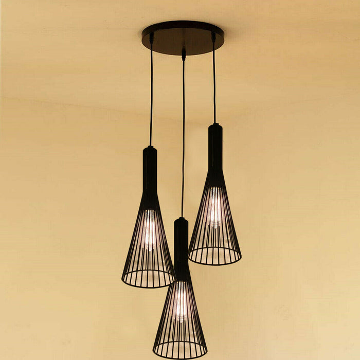 Rustic 3 Lights Industrial Pendant Light E27 Hanging Light Fixture~2693 - LEDSone UK Ltd
