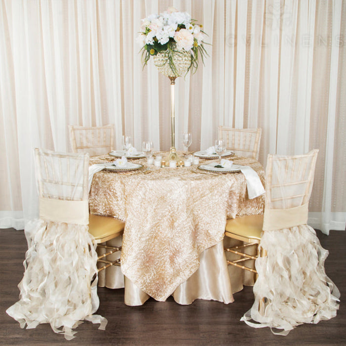 Satin 108" Round Tablecloth - Champagne | overlay | napkin | charger plate | centerpiece |